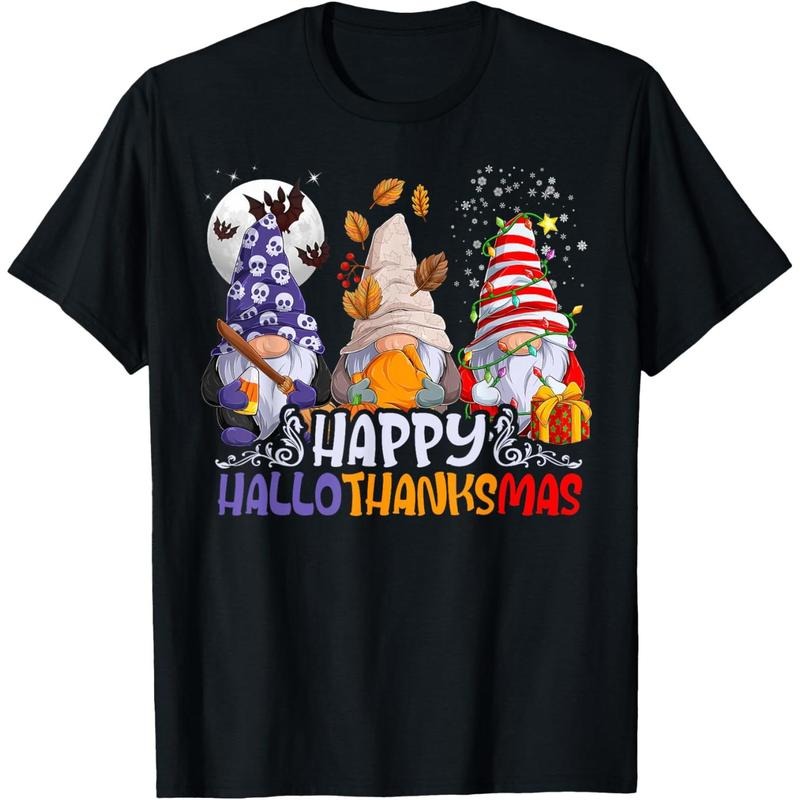 HalloThanksMas Gnomes Halloween Thanksgiving Christmas Happy T-Shirtmade in us T-Shirts, Hoodie, Sweatshirt | TeeBloomCo.com