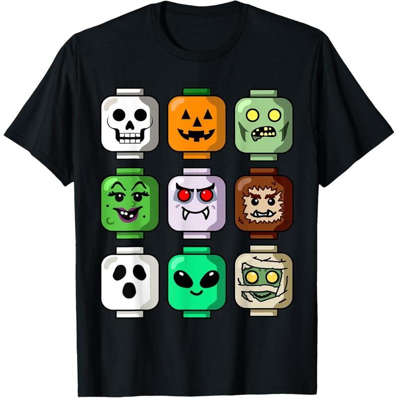 Halloween Building Brick Head Pumpkin Ghost Zombie Boys T-Shirt made in usa Hoodie, Sweatshirt | TeeBloomCo.com