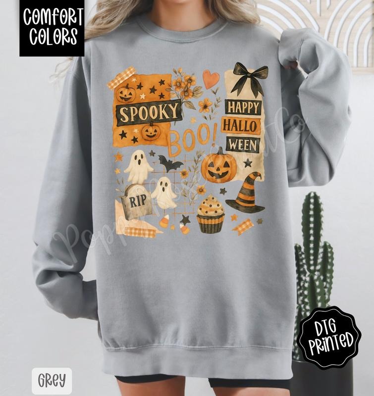 Halloween Collage Comfort Colors Sweatshirt, Trendy Women's Crewneck T-Shirts, Hoodie | TeeBloomCo.com