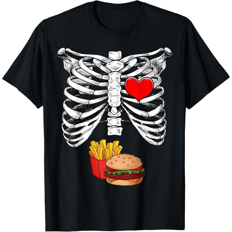 Halloween Dad Skeleton Pregnancy Hamburger Fries Xray Funny T-Shirt made in usa Hoodie, Sweatshirt | TeeBloomCo.com