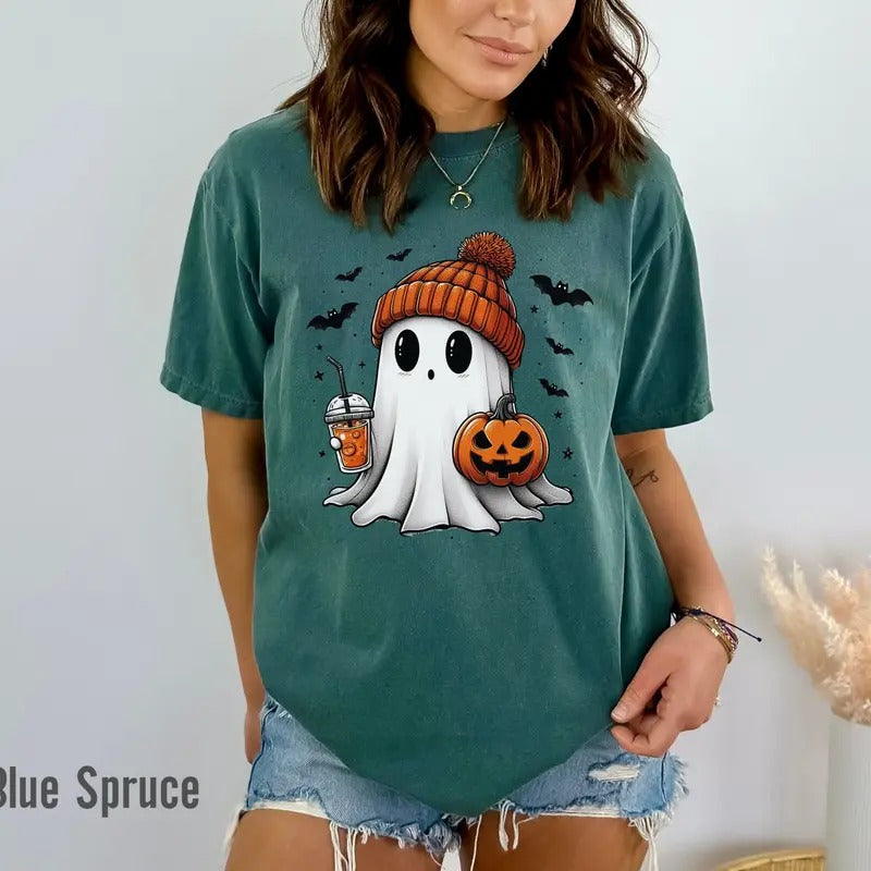 Halloween Ghost Shirt Cute Ghost Shirt Womens Halloween Shirt Cute Fall Shirt Spooky Season Shirt Gift For Halloween...