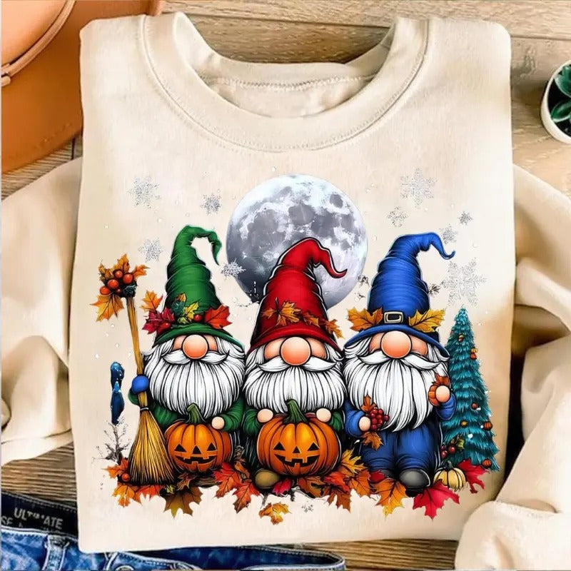 Halloween Gnomes Sweatshirt, Sublimation Design Halloween Gnomes Sweatshirt, Boo Halloween Sweatshirt, Gift For Men and...