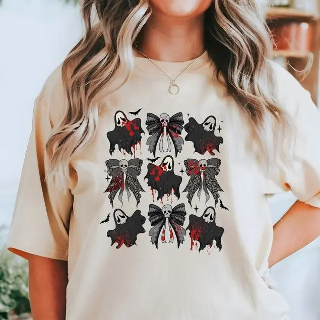 Halloween Horror Shirt, Halloween Coquette Bow Shirt, Halloween Tee, Spooky Season Shirt, Halloween Party Tees, Halloween...