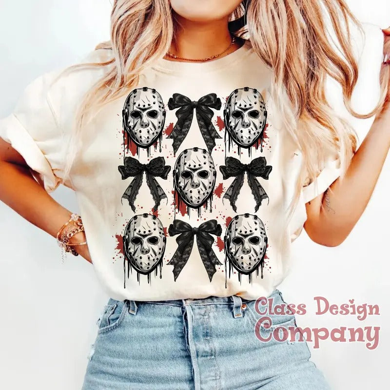 Halloween Horror Shirts Halloween Coquette Bow Sweatshirts Horror Character Sweatshirt Halloween Character Shirt Horror...
