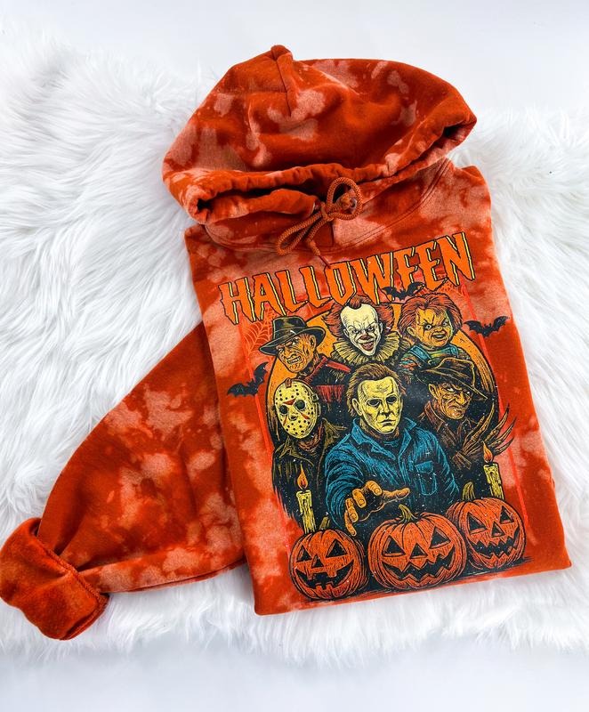 Halloween Horrors Bleached Graphic Sweatshirt or HoodieUnisex  Womenswear Crewneck Casual Tshirt Top Hoodie | TeeBloomCo.com