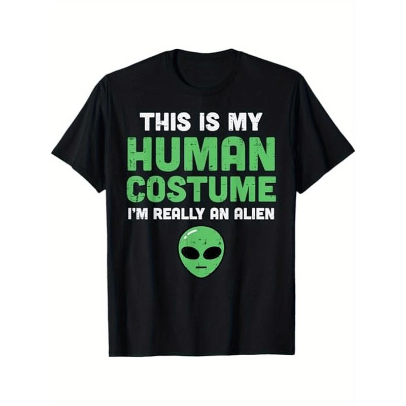 Halloween Human Costume Im Alien Funny Men Women Boys T-Shirt, 100% Cotton, Gift for Men Women Dad Mom Friends, S-XXXL,...