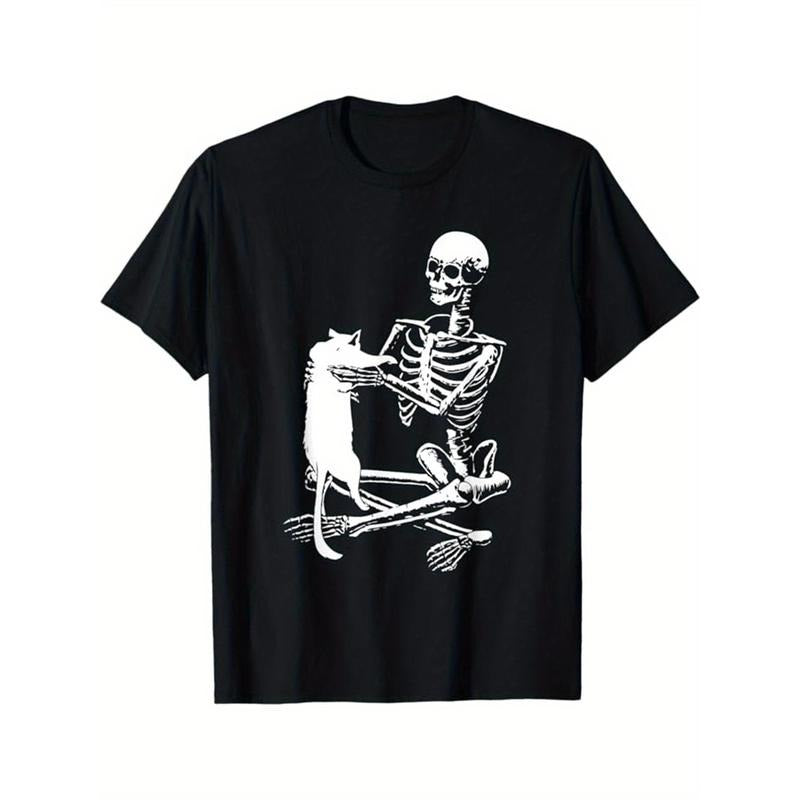 Halloween Print Men's Cotton Top, Casual Short Sleeve Crew Neck T-shirt, Men's Clothing For Outdoor made in usa Hoodie,...