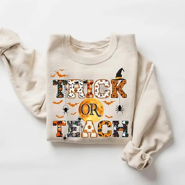 Halloween Teacher T-Shirt, Trick Or Teach Shirt, Spooky Teacher Gift, Funny Halloween Tee, Fall Teacher Shirt, Teacher...
