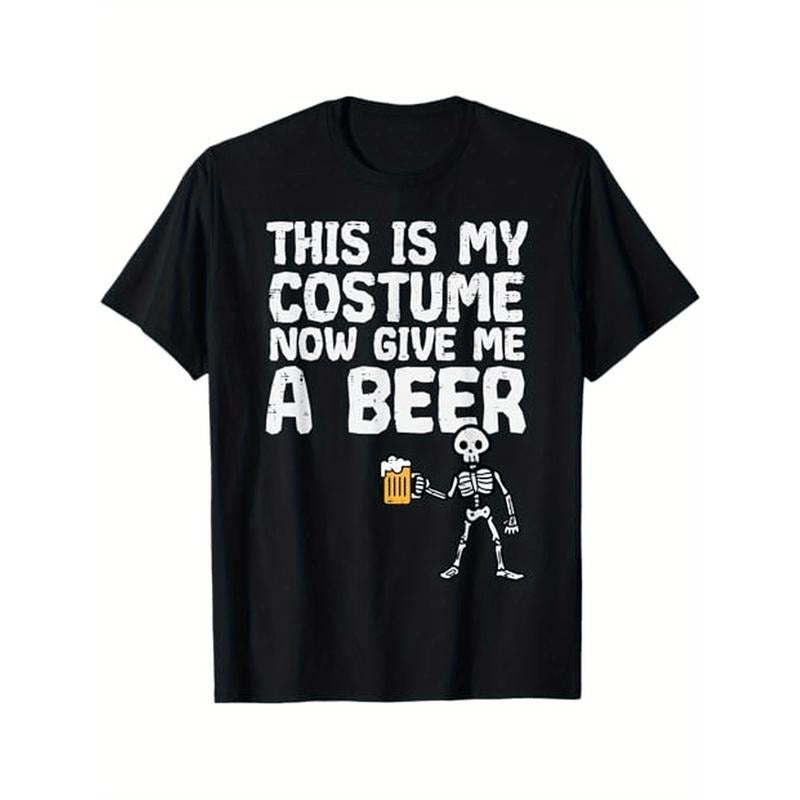 Halloween This Is My Costume Give Me Funny Skeleton Dad Men T-Shirt, 100% Cotton, Halloween Thanksgiving Christmas Gift...