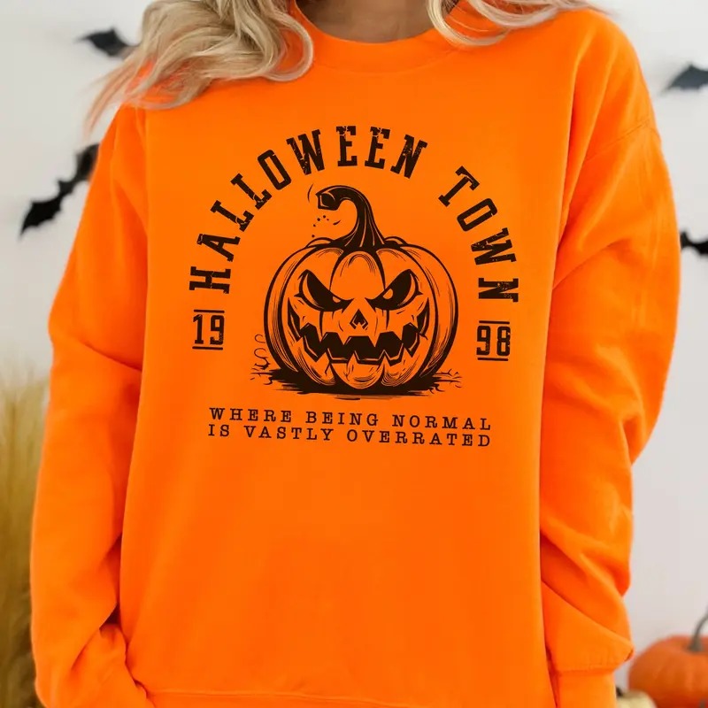 Halloween Town Sweatshirt with Jack O'Lantern Graphic T-Shirts, Hoodie | TeeBloomCo.com