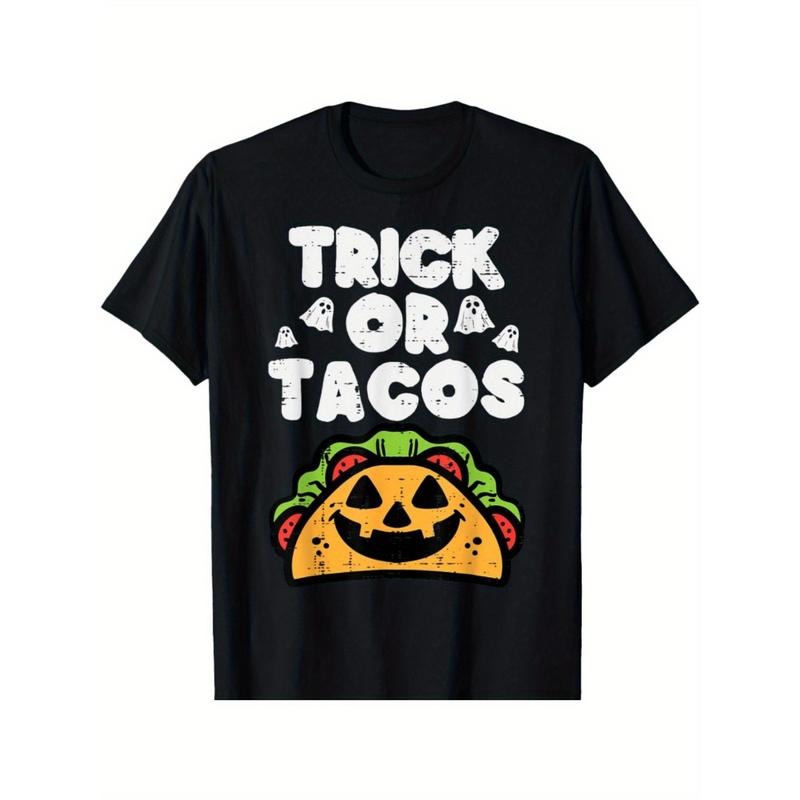 Halloween Trick Or Tacos Mexican Food Costume Men Women Kids T-Shirt Men's Breathable Cool Print Short Sleeve T-Shirt,...