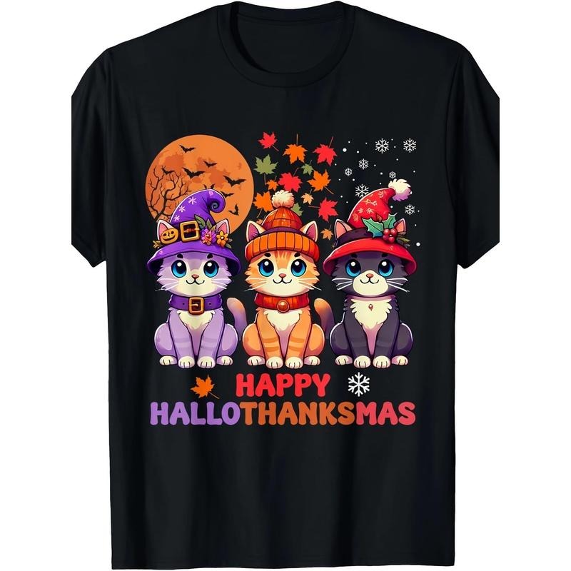 Halloween, Thanksgiving, Christmas, Joy Hall, Christmas Cat T-shirt Made in USA Hoodie, Sweatshirt | TeeBloomCo.com