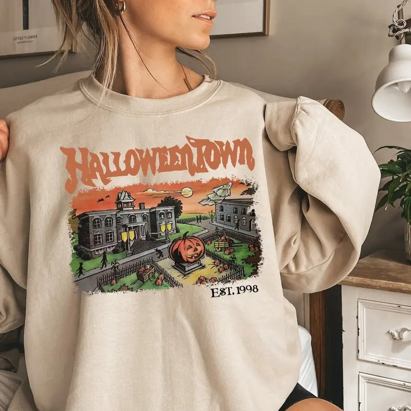 Halloweentown Est 1998 Sweatshirt Halloween Town Crewneck Retro Halloween Sweater Halloweentown University Hoodie...