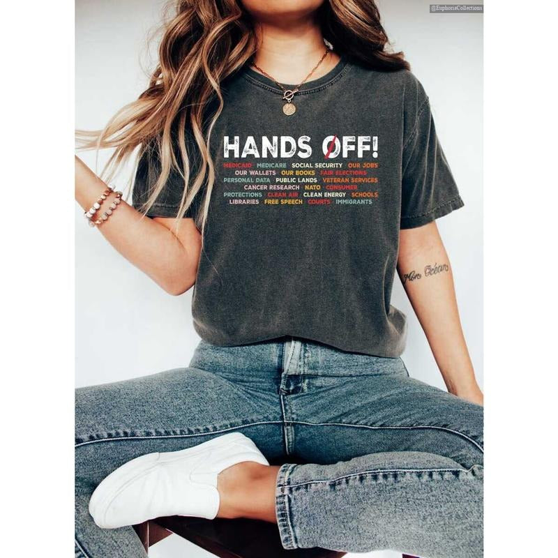 Hands Off Protest Activism T-Shirt, Political Save Public Lands Medicare Social Security 8647 Environmental Rights Tee ,...