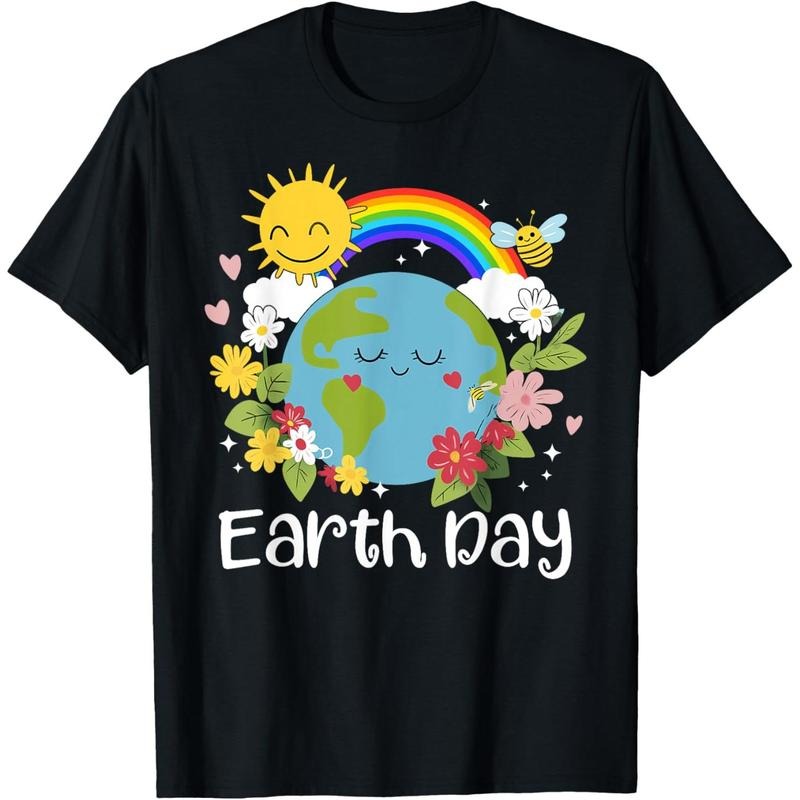 Happy Earth Day Cute Earth With Floral Earth Day 2025 T-Shirt made in usa Hoodie, Sweatshirt | TeeBloomCo.com