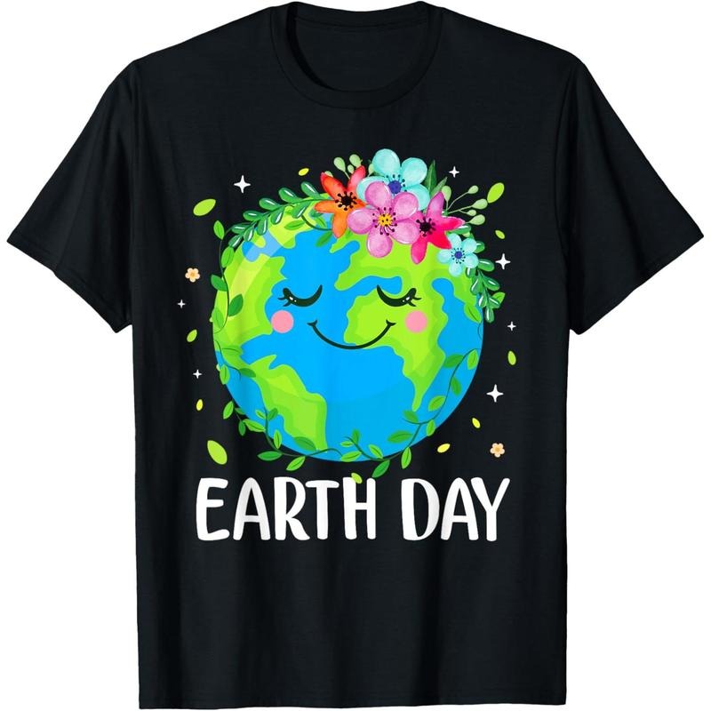 Happy Earth Day Shirt Cute Earth With Floral Earth Day 2025 T-Shirt made in usa Hoodie, Sweatshirt | TeeBloomCo.com