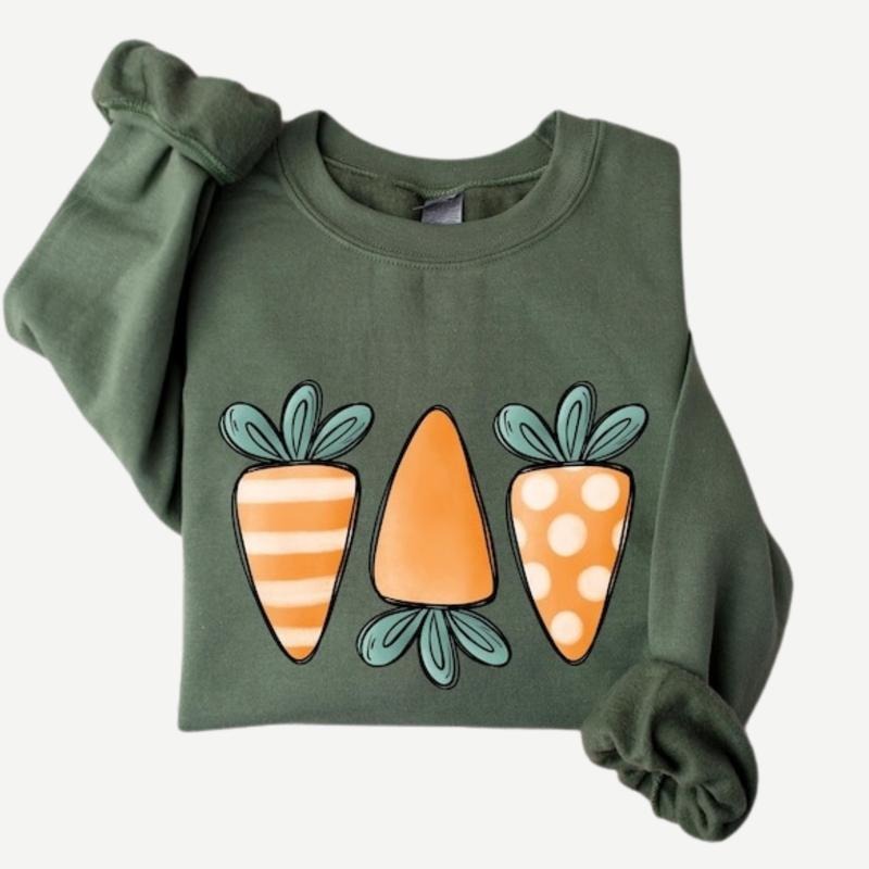 Happy Easter Carrot Sweatshirt, Easter Day Sweatshirt For Womens T-Shirts, Hoodie | TeeBloomCo.com