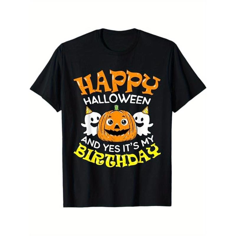 Happy Halloween It's My Birthday Born On Girl Boy Party T-Shirt,Cotton, Halloween Thanksgiving Christmas Gift for Men...