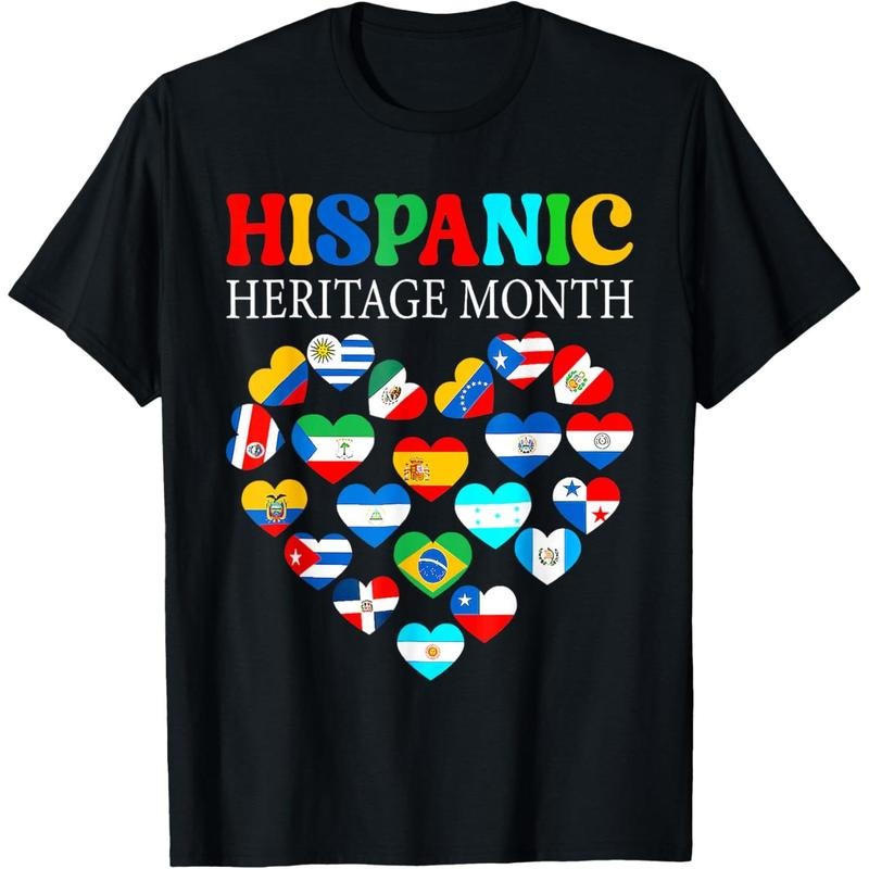 Happy National Hispanic Heritage Month All Countries Heart T-Shirt made in usa Hoodie, Sweatshirt | TeeBloomCo.com
