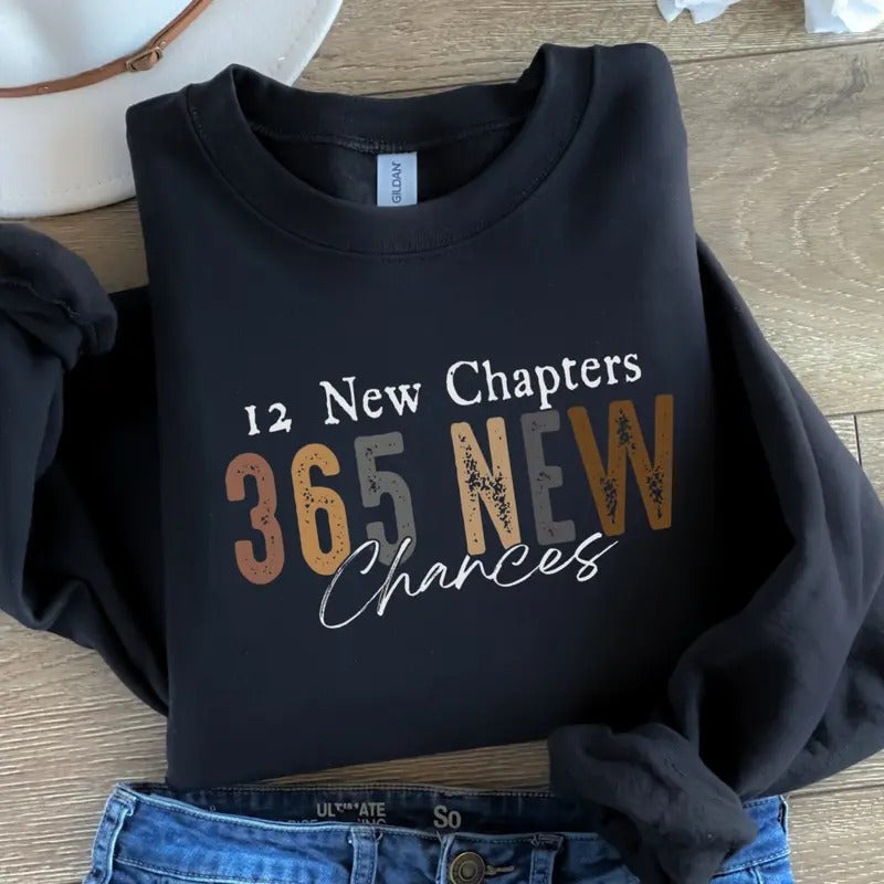 Happy New Year 2025 12 New Chapters Sweatshirt - Unisex Size, Loose Fit, Medium-heavy Fabric - Button, Womenswear...