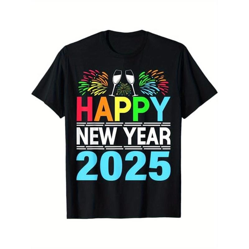 Happy New Year 2025 NYE Party - Funny New Years Eve 2025 T-Shirt, 100% Cotton, Gifts for Men Dad Husband Grandpa, S-XXXL,...