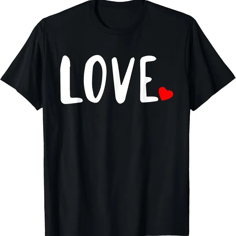 Happy Valentine's Day Men's T-Shirt - Cute Red Heart Love Print, Short-Sleeved Cotton Tee, Machine Washablemade in usa...