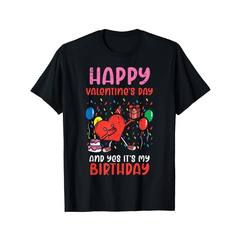 Happy Valentines Day Birthday Heart Men'S T-Shirts, Funny Valentine'S Day Novelty Graphic Printed Tee, Short Sleeve...