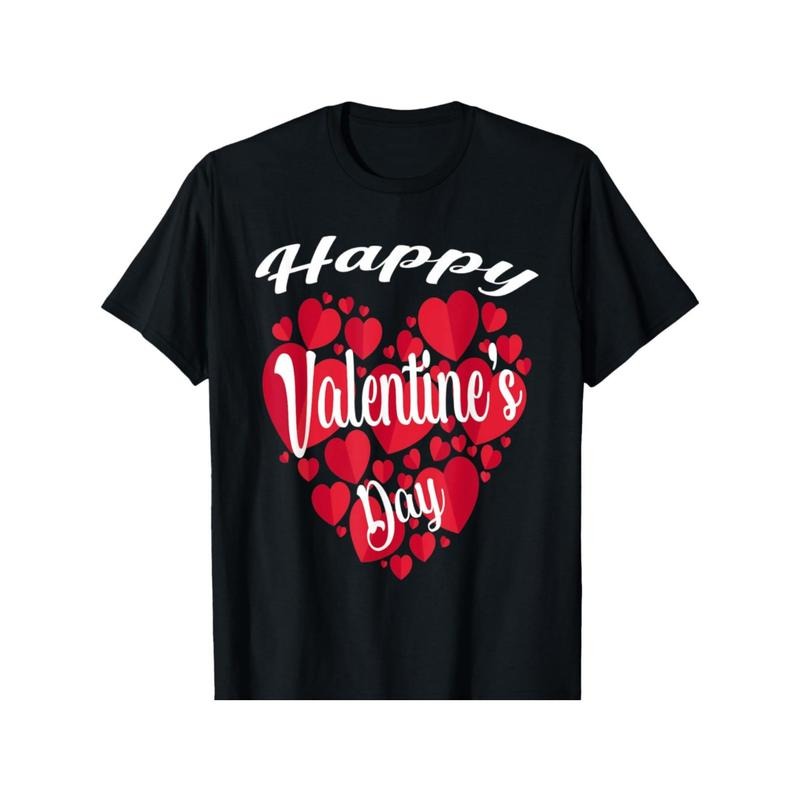 Happy Valentines Day Couples Matching Red Hearts T-Shirt made in usa Hoodie, Sweatshirt | TeeBloomCo.com
