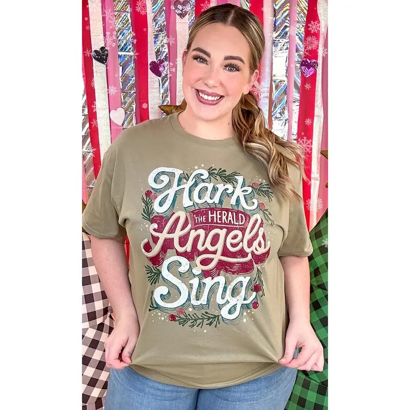 Hark the Herald Angels Sing Christmas Graphic T-Shirt Hoodie, Sweatshirt | TeeBloomCo.com