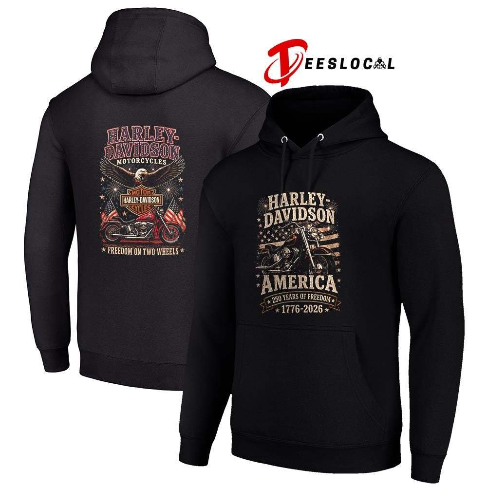 Harley Davidson motorcycle America 250 years of freedom on two wheels shirt