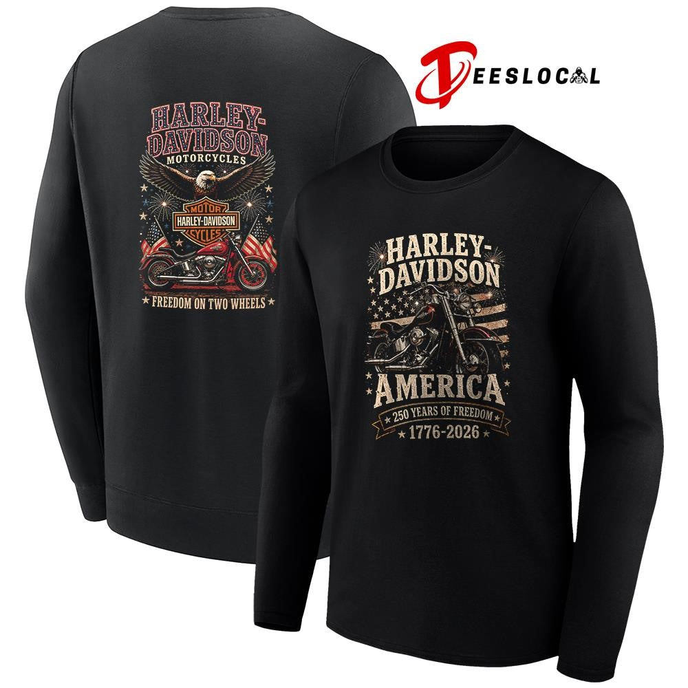 Harley Davidson motorcycle America 250 years of freedom on two wheels shirt