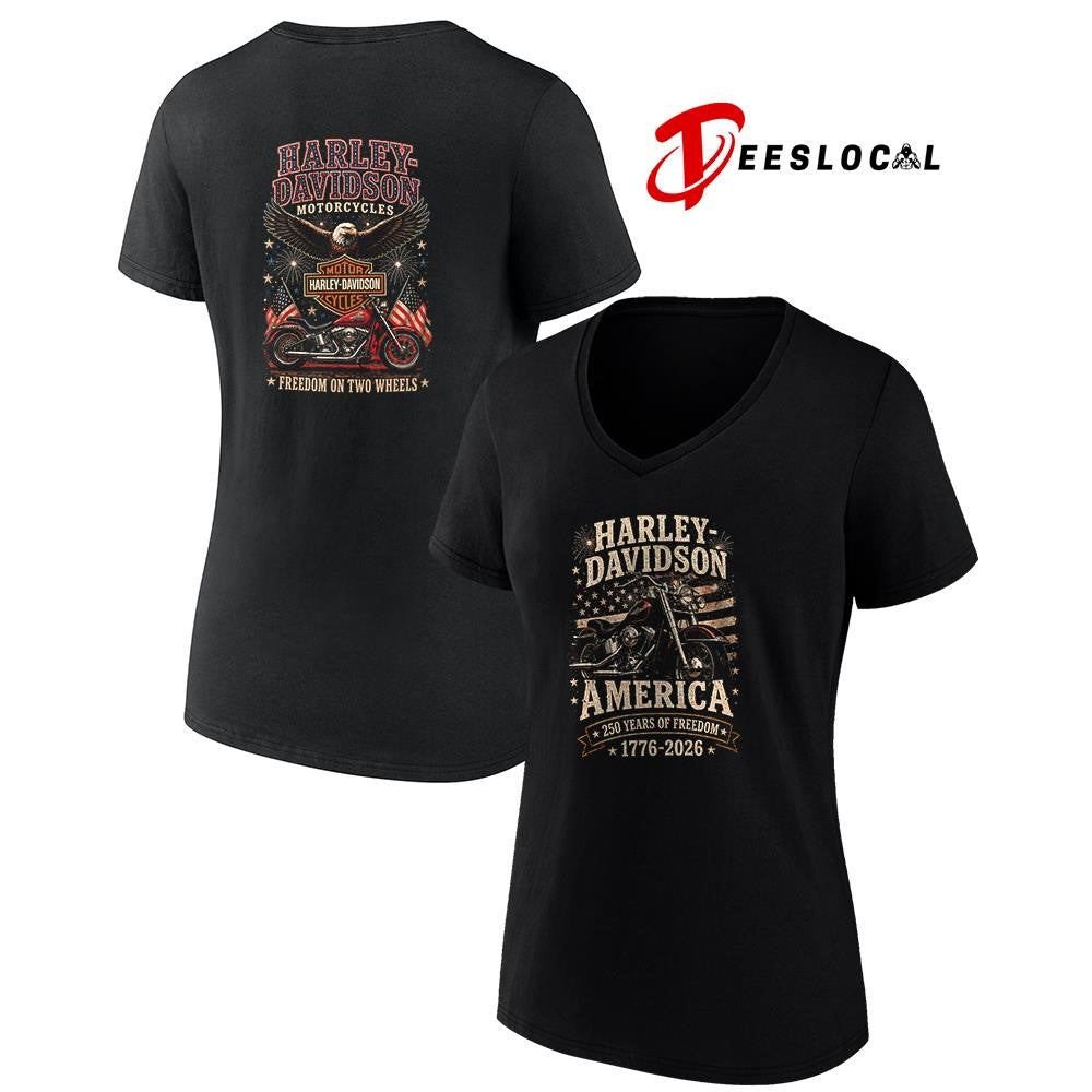 Harley Davidson motorcycle America 250 years of freedom on two wheels shirt