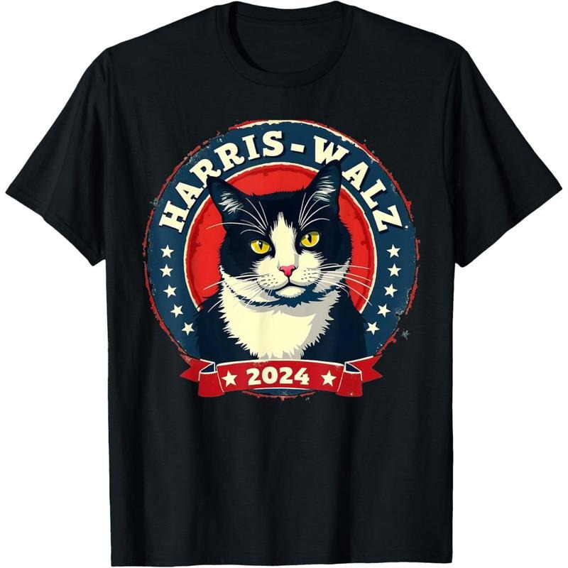 Harris Walz 2024 Funny Cat Election Kamala Harris Tim Waltz T-Shirt made in usa Hoodie, Sweatshirt | TeeBloomCo.com