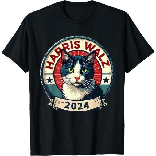 Harris Walz 2024 Funny Cat Election Kamala Harris Tim Waltz T-Shirt Hoodie, Sweatshirt | TeeBloomCo.com