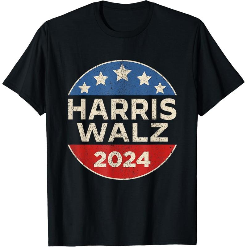 Harris Walz 2024 Kamala Harris Tim Waltz Vintage Button T-Shirt made in usa Hoodie, Sweatshirt | TeeBloomCo.com