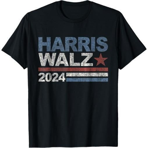 Harris Walz 2024 President Election Vintage Retro Stripe T-Shirt made in usa Hoodie, Sweatshirt | TeeBloomCo.com