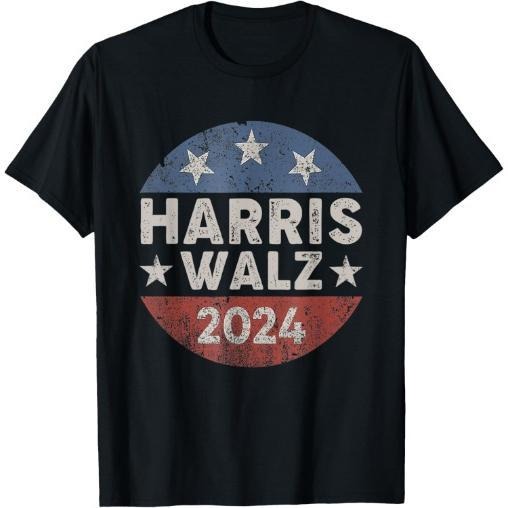 Harris Walz 2024 Vintage Button Kamala Harris Tim Walz T-Shirt made in usa Hoodie, Sweatshirt | TeeBloomCo.com