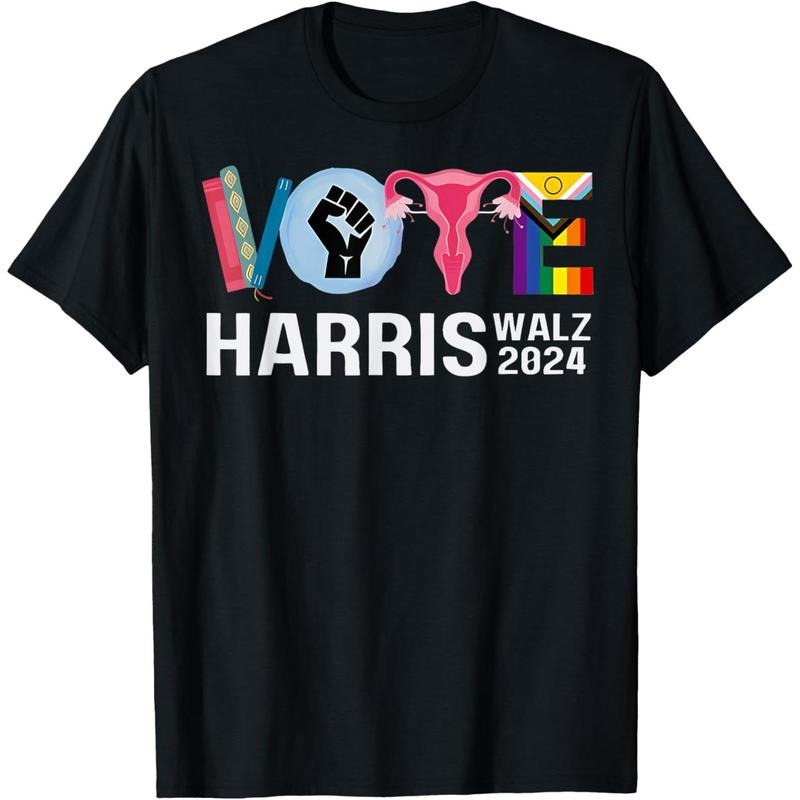 Harris Walz 24 Vote Books Reproductive Rights LGBT Election T-Shirt made in usa Hoodie, Sweatshirt | TeeBloomCo.com