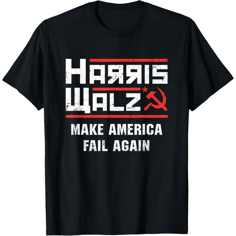 Harris Walz Make America Fail Again Anti Kamala Socialist T-Shirt made in usa Hoodie, Sweatshirt | TeeBloomCo.com