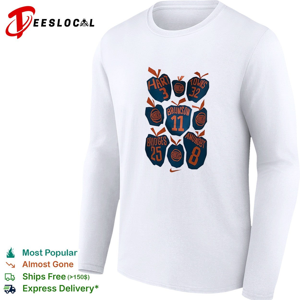Hart Towns Brunson Bridges Anunoby New York Knicks NBA Apple Big Apple legends name shirt