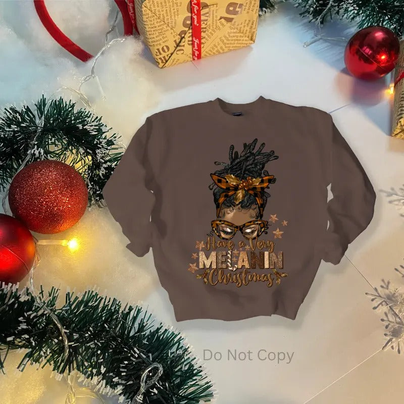 Have A Very Melanin Christmas DTF Transfer ONLY - This is NOT a T Shirt Hoodie, Sweatshirt | TeeBloomCo.com