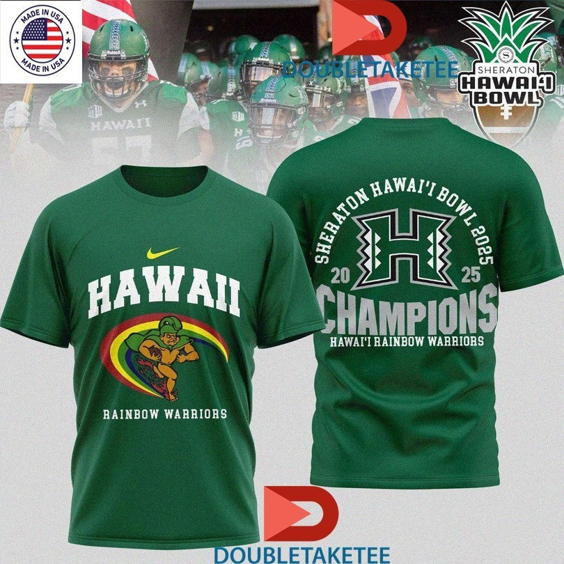 Hawaii Rainbow Warriors NCAA 2025 Hawaii Bowl Champions T-Shirts
