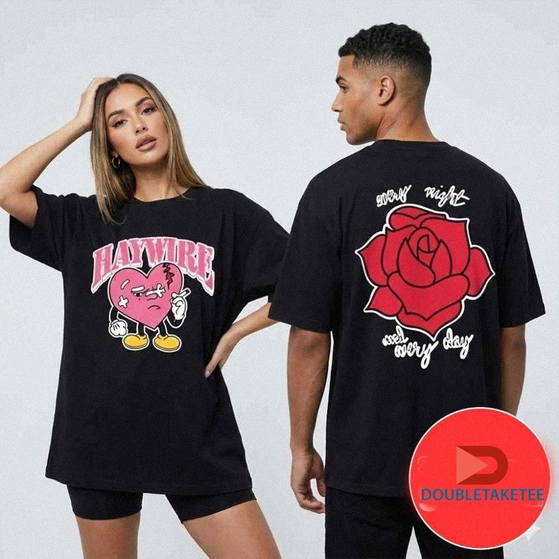 Haywire Every Night And Every Day Rose Heart Cigarette Shirts