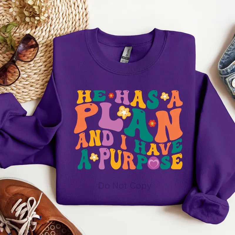 He Has A Plan DTF Transfer ONLY - This is NOT a T Shirt Hoodie, Sweatshirt | TeeBloomCo.com