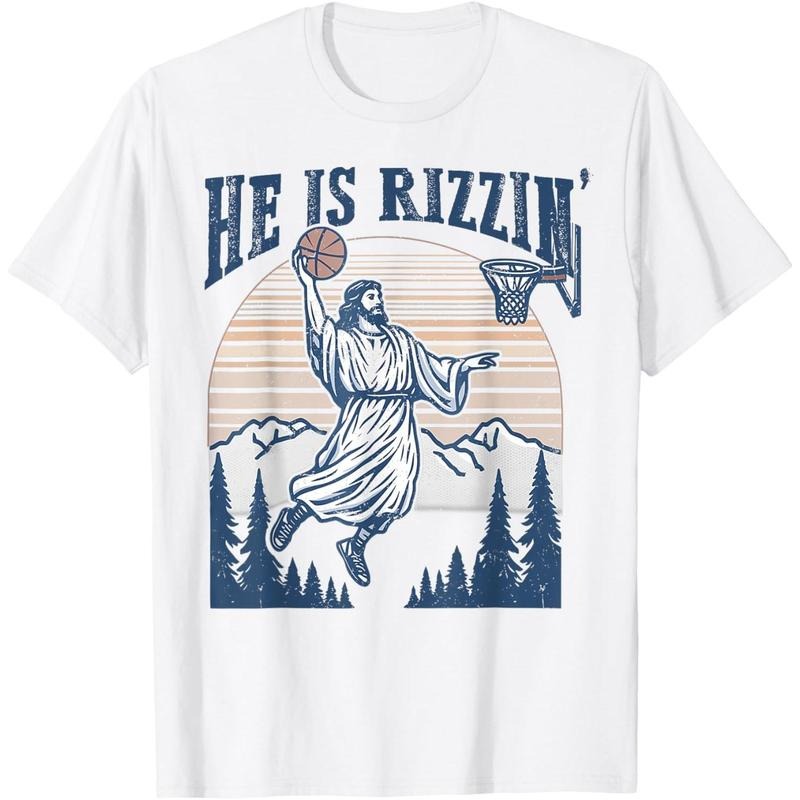 He Is Risen Rizzin' Easter Jesus Christian Faith Basketball T-Shirt Hoodie, Sweatshirt | TeeBloomCo.com