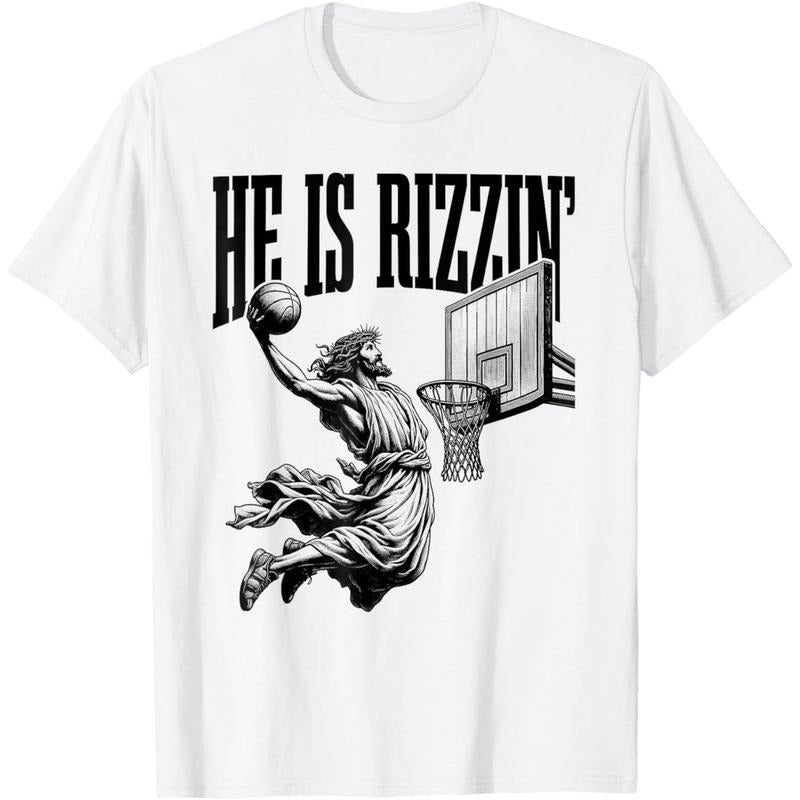 He Is Rizzin Shirt Basketball Jesus Retro Easter Christian T-Shirt Hoodie, Sweatshirt | TeeBloomCo.com