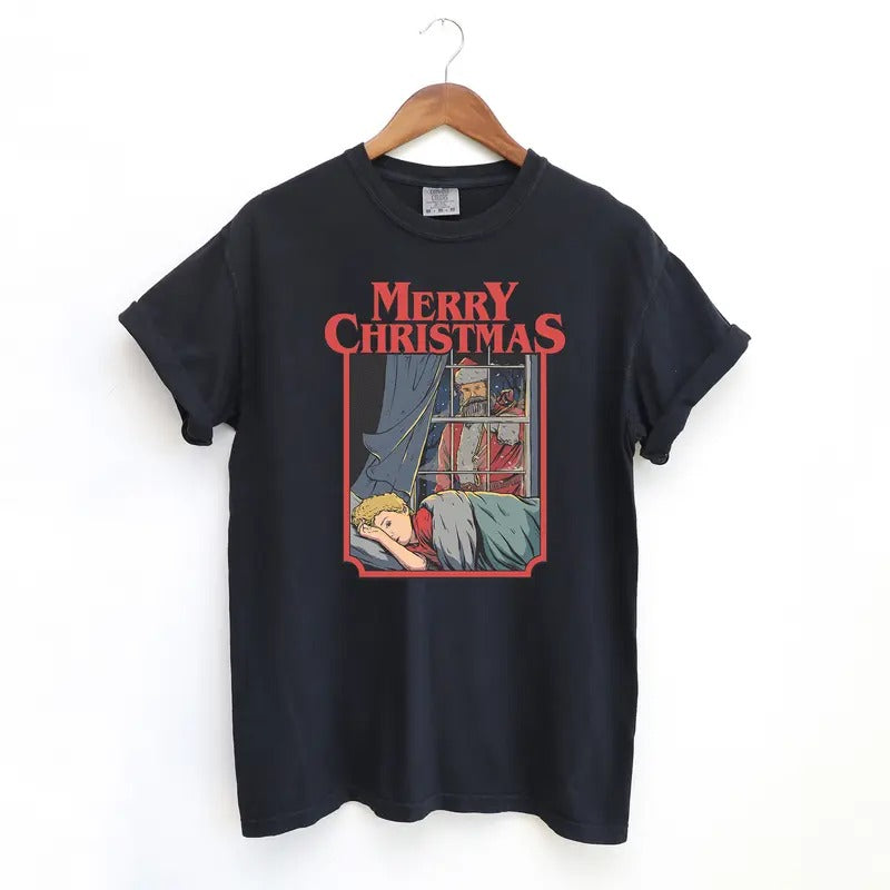 He Sees You When You're Sleeping T Shirt, Christmas Tshirt, Holiday Vintage Shirt Hoodie, Sweatshirt | TeeBloomCo.com