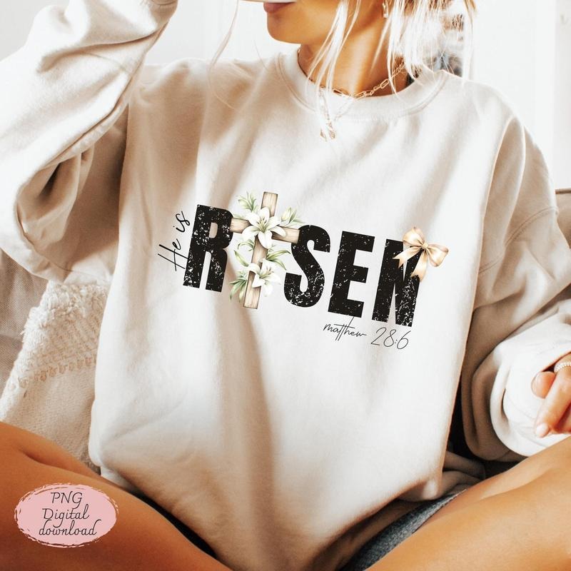 He is Risen  Sweatshirt, Risen , Retro Easter , Easter Christian Shirt, Easter Bible Verse , Retro Easter , He is Risen...