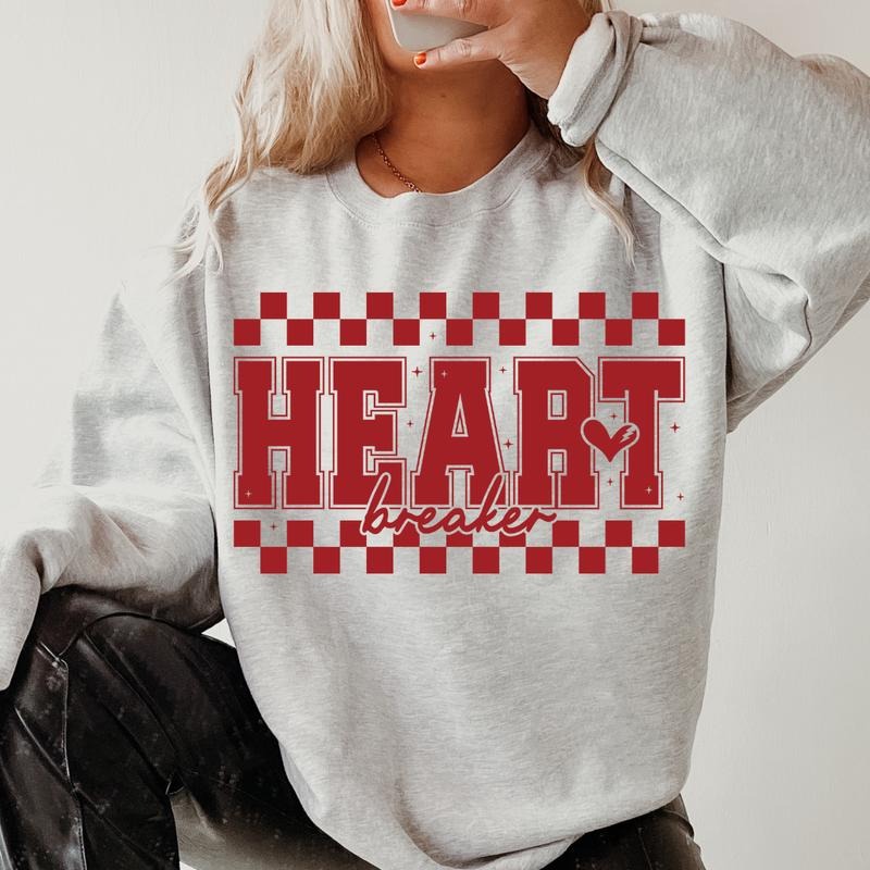 Heart Breaker Valentines day Crewneck ~ Sweatshirt Unisex Apparel Relaxed Fit Printed in the USA Clothing Womenswear...