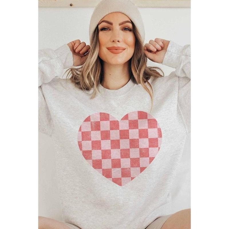 Heart Checkered Sweatshirt Womens Valentine Sweatshirt Women Valentines Day Shirt Valentine's Day Gifts Valentines...